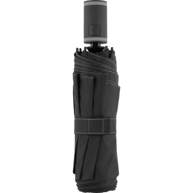 FARE® AOC Mini Style Automatic Pocket Umbrella with Coloured Details with Your Logo, black-grey – detail view 3