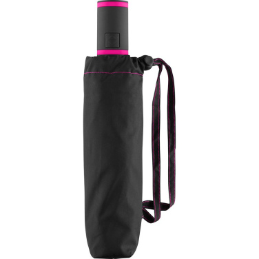 FARE® AOC Mini Style Automatic Pocket Umbrella with Coloured Details with Your Logo, black-magenta – detail view 5