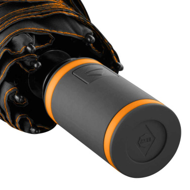 FARE® AOC Mini Style Automatic Pocket Umbrella with Coloured Details with Your Logo, black-orange – detail view 8