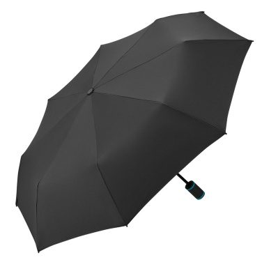 FARE® AOC Mini Style Automatic Pocket Umbrella with Coloured Details with Your Logo, black-petrol – detail view 2