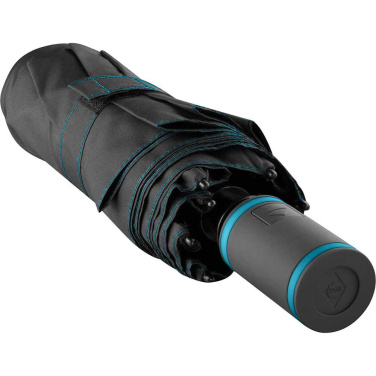 FARE® AOC Mini Style Automatic Pocket Umbrella with Coloured Details with Your Logo, black-petrol – detail view 7