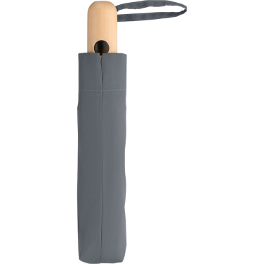 FARE® ÖkoBrella Automatic Pocket Umbrella with Wooden Handle with Your Logo, grey (waterSAVE®) – detail view 4