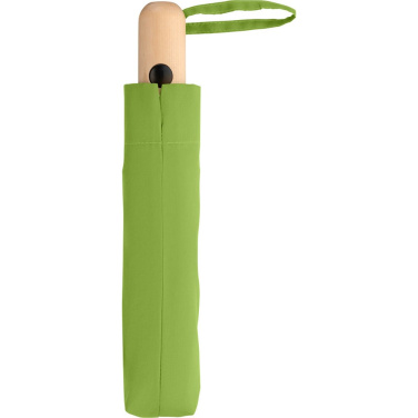 FARE® ÖkoBrella Automatic Pocket Umbrella with Wooden Handle with Your Logo, lime (waterSAVE®) – detail view 4