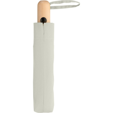 FARE® ÖkoBrella Automatic Pocket Umbrella with Wooden Handle with Your Logo, natural white (waterSAVE®) – detail view 4