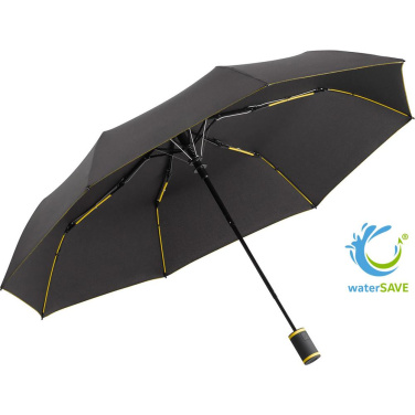 FARE® AC Mini Style Automatic Pocket Umbrella with Coloured Details with Your Logo, black-yellow – product photo