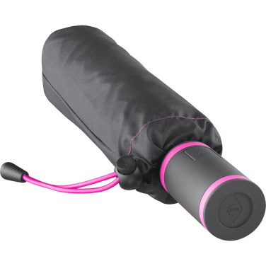 FARE® AC Mini Style Automatic Pocket Umbrella with Coloured Details with Your Logo, black-magenta – detail view 5