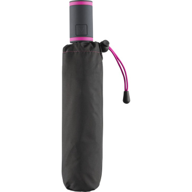 FARE® AC Mini Style Automatic Pocket Umbrella with Coloured Details with Your Logo, black-magenta – detail view 7