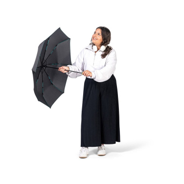 FARE® AC Mini Style Automatic Pocket Umbrella with Coloured Details with Your Logo, black-petrol – detail view 4