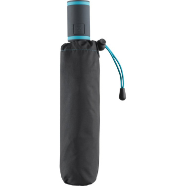 FARE® AC Mini Style Automatic Pocket Umbrella with Coloured Details with Your Logo, black-petrol – detail view 5
