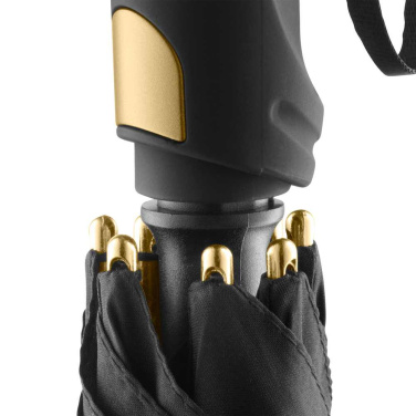 FARE® Precious Automatic Aluminium Golf Umbrella with Metallic Details with Your Logo, black/gold – detail view 5
