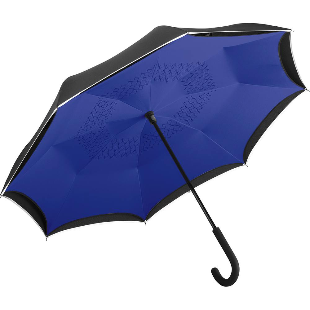 FARE® Contrary Reverse-Opening Umbrella with Your Logo, black/euroblue – product photo