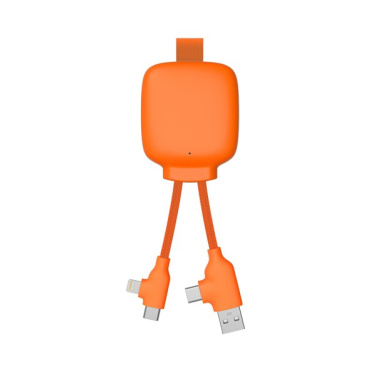 Orange Xoopar Gamma Lite 3000 mAh power bank with textile loop and two cable tips