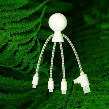 Milky white Xoopar Mr Bio multi-cable against green fern leaves