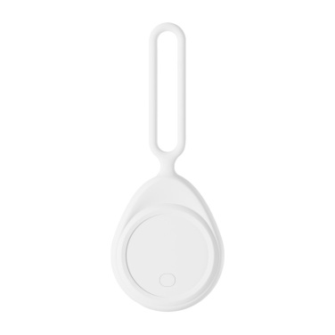 White LONG Dual Tag smart tracker with long loop, front view on white background