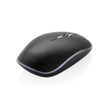 Wireless mouse with light-up logo – angled view
