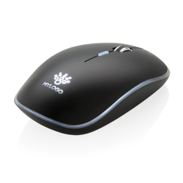 Wireless mouse with light-up logo with logo print sample
