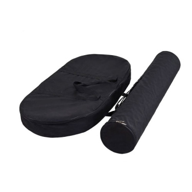 Two black carry bags for the oval promo counter panels and wall