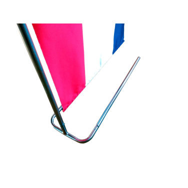 Close-up of the flag hanger's U-shaped steel foot