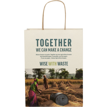 Agricultural waste 150 g/m2 paper bag with twisted handles - 24 x 9 x 32 cm, product image