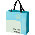 Smartfold 210 g/m² paper bag with ribbon handles and matt lamination - 31 x 12 x 31 cm, Black