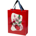 Smartfold 210 g/m² paper bag with ribbon handles and matt lamination - 31 x 12 x 39 cm, Blue