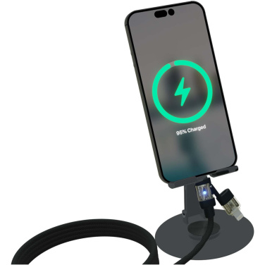 SCX.design O34 360° phone stand with 240W 4-in-1 charging cable, product image, Gun metal (3)