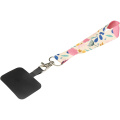 Gaby RPET sublimation mini-lanyard with phone holder, Black / White