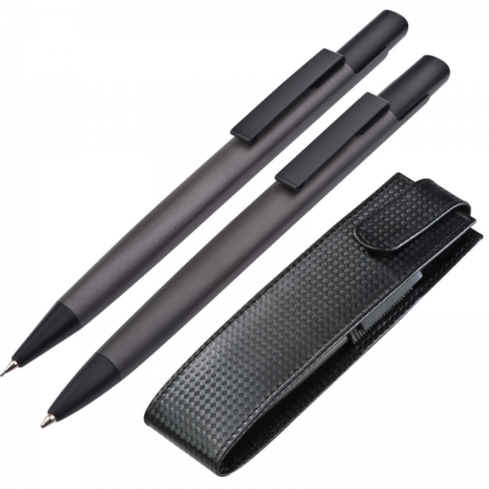 Writing set with pen and mechanical pencil MAXIMILIAN, dark grey, product image