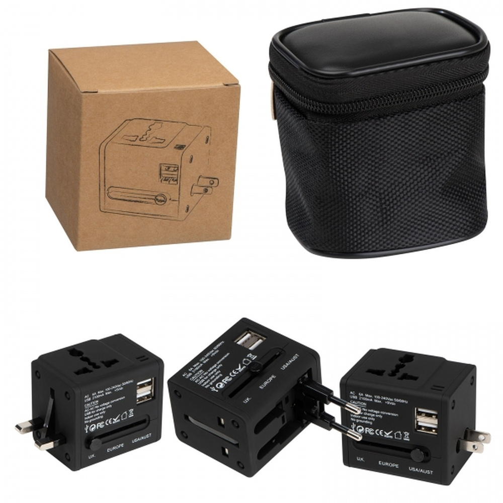 Travel adapter TADDEO, black, product image