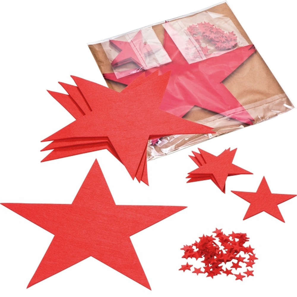 Set of felt star coasters CATERINA, red, product image