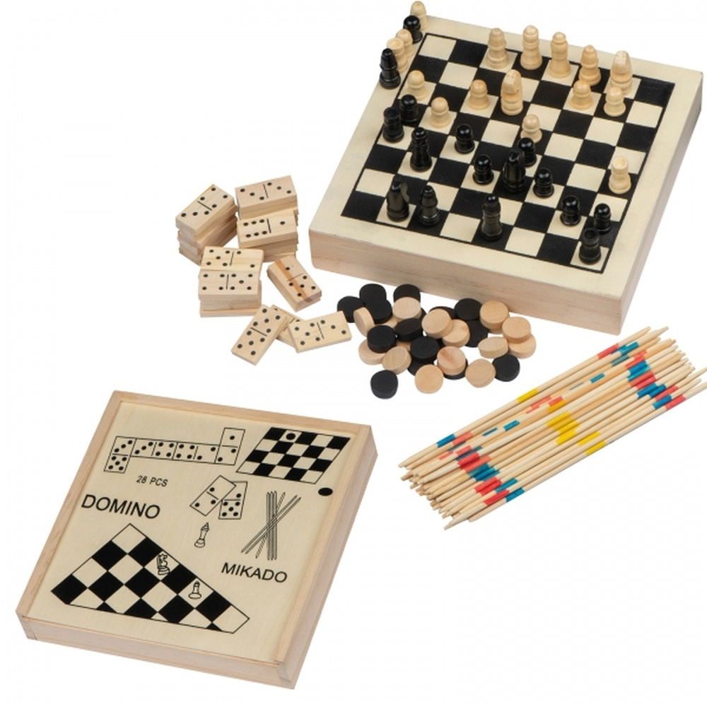 Games chess, checkers, mikado, domino WINIFRED, beige, product image