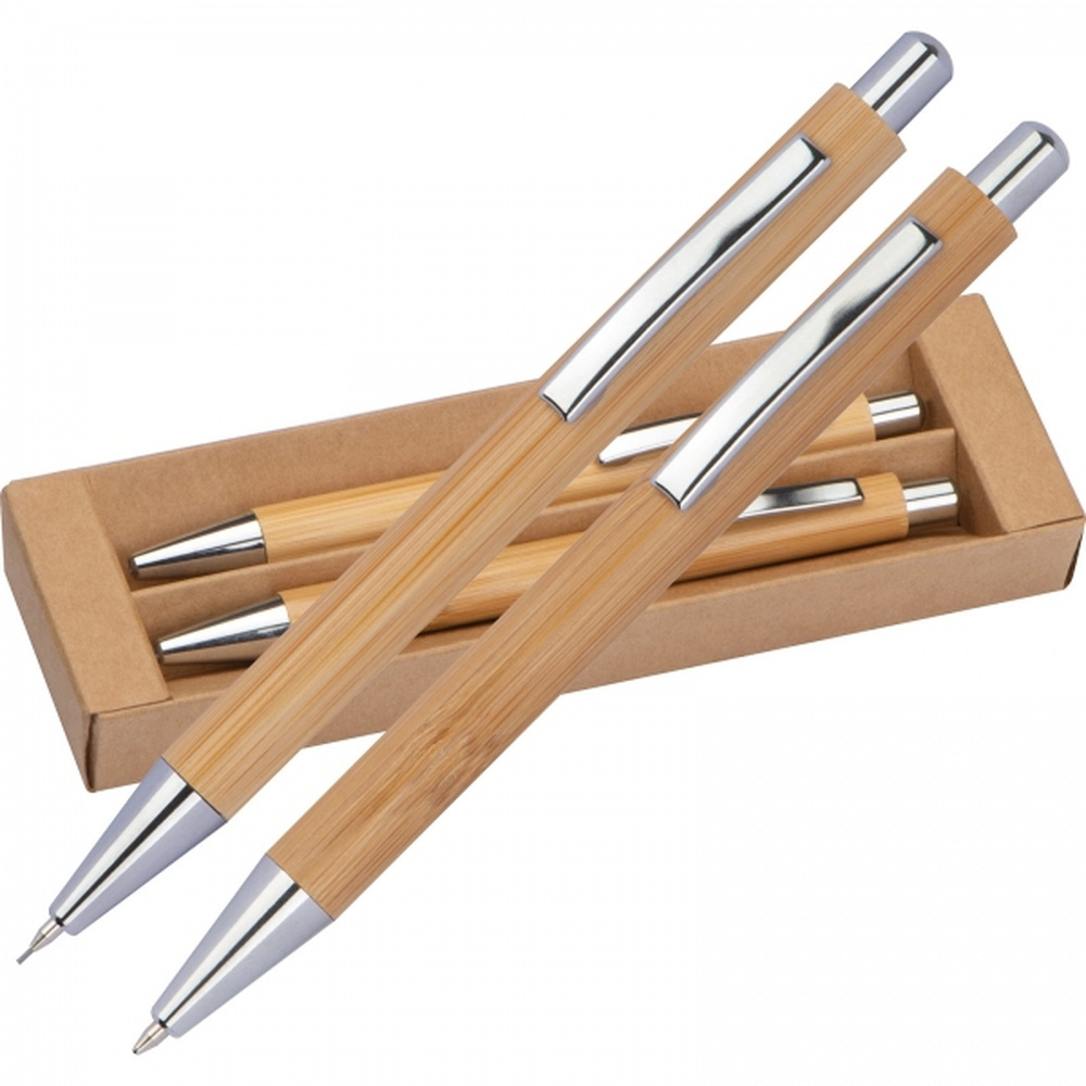 Writing set with pen and mechanical pencil SIEGLINDE, beige, product image