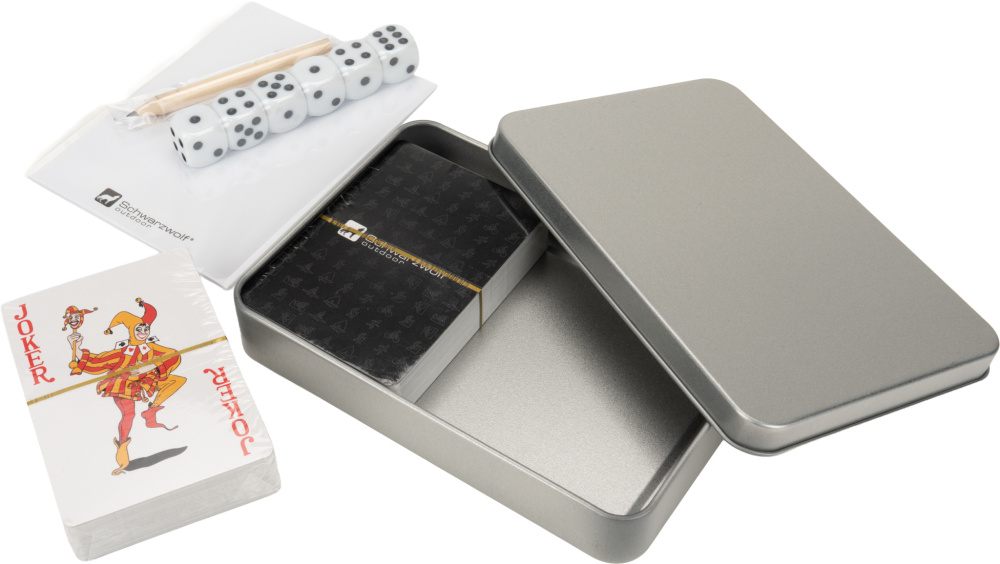 Set of playing cards and dice MURRAY Schwarzwolf, grey, product image