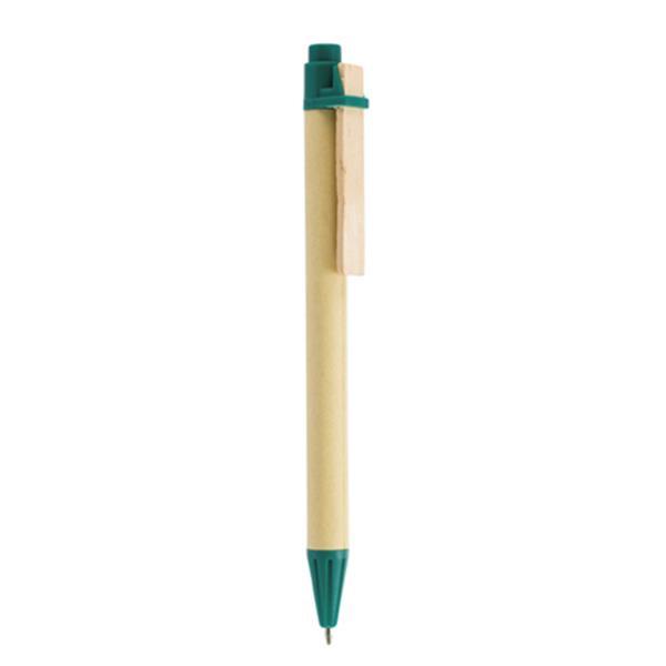 Recycled cardboard ball pen, with wooden clip / Recypen, Green, product image
