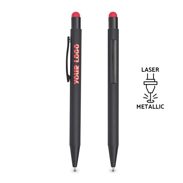 Aluminium ball pen, coloured touch / Touchy, Red, product image