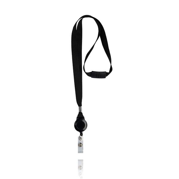 Lanyard with extendible badge holder / Galy, Black, product image