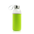Glass bottle with metal lid and neoprene sleeve / Neobottle, Light green