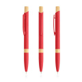 Aluminum ballpoint pen, bamboo details / Bulu, Red
