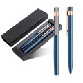 Recycled tin roller and ballpoint pen set / Reset, Navy