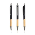 Ballpoint pen in recycled aluminum, bamboo grip / Balur, Black