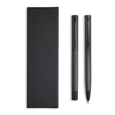 Set of an aluminium ballpoint pen and rollerball with a matte finish. / Magritte