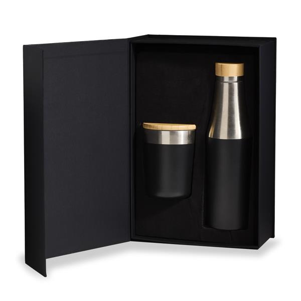 Gift set - 325 ml thermal cup and 500 ml thermal bottle / Drinkit, Black, product image
