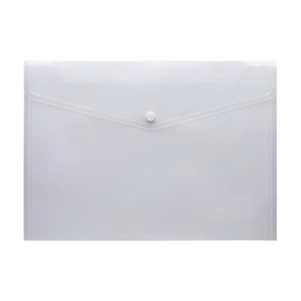 PP document folder, A4 size with button closure / Brier A4, Transparent, product image