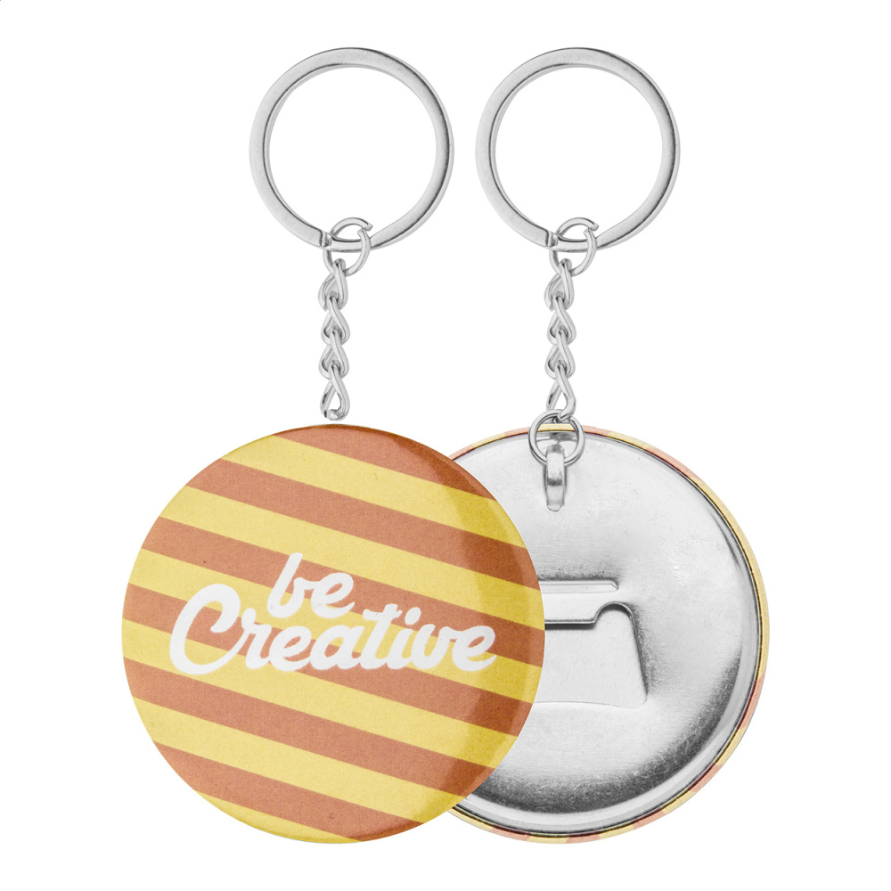 KeyBadge Bottle – pin button keyring, product image