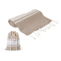 Tortuga – recycled cotton beach towel and drawstring bag, natural