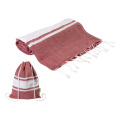 Tortuga – recycled cotton beach towel and drawstring bag, red