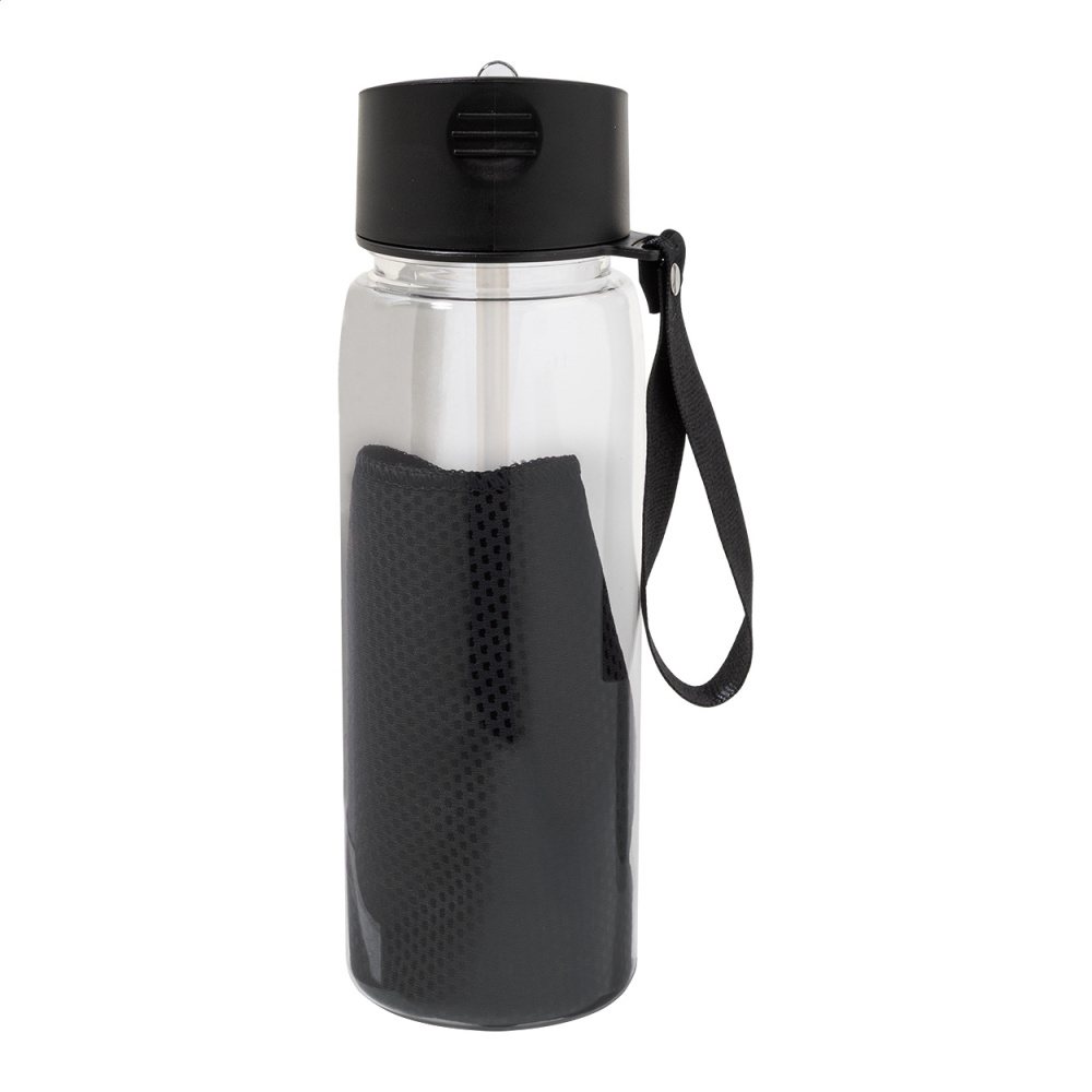 Fitmax – RPET sport bottle with towel, black, product image