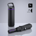 Outdoor Set: steel water bottle 650 ml & automatic umbrella, purple