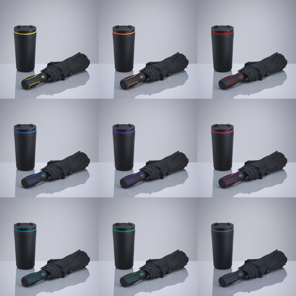 Travel Set: thermal mug 370 ml & automatic umbrella, purple, additional view 2
