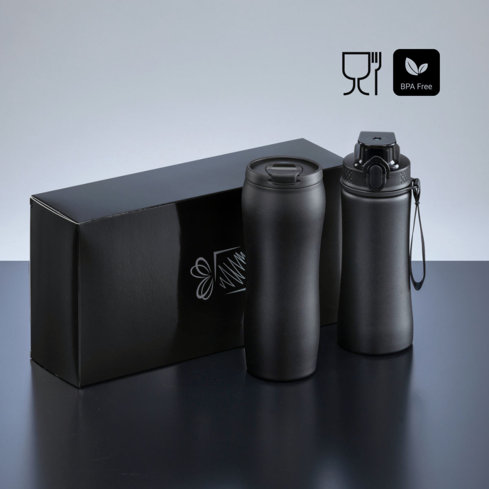 Drinking Set: thermal mug 400 ml & steel bottle 550 ml, product image